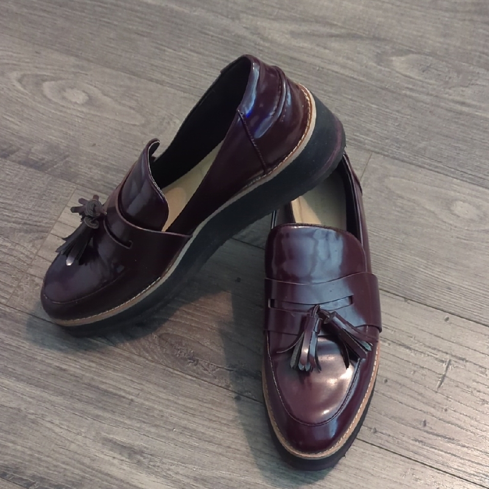 Zara Brown Tassel Loafers Flats